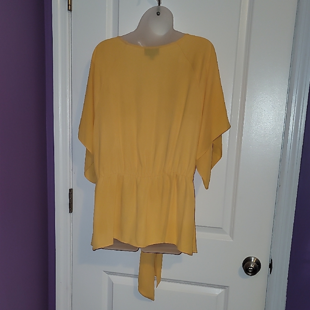 BOLD elements Orange Tie Front Blouse with Cut Out Sz: XL - Picture 5 of 6